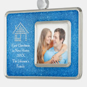 新しい家2017%のpipe%青いグリッターの初めてのクリスマス シルバープレートフレームオーナメント (左)