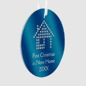 新しい家2017%のpipe%青い金属の初めてのクリスマス オーナメント (正面)