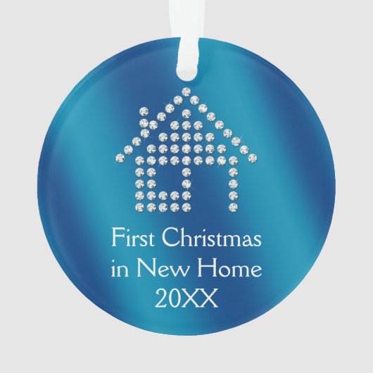 新しい家2017%のpipe%青い金属の初めてのクリスマス オーナメント (裏面)