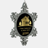 新しい家20XXの金初めてのクリスマス スノーフレークピューターオーナメント (左)