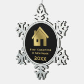 新しい家20XXの金初めてのクリスマス スノーフレークピューターオーナメント (右)