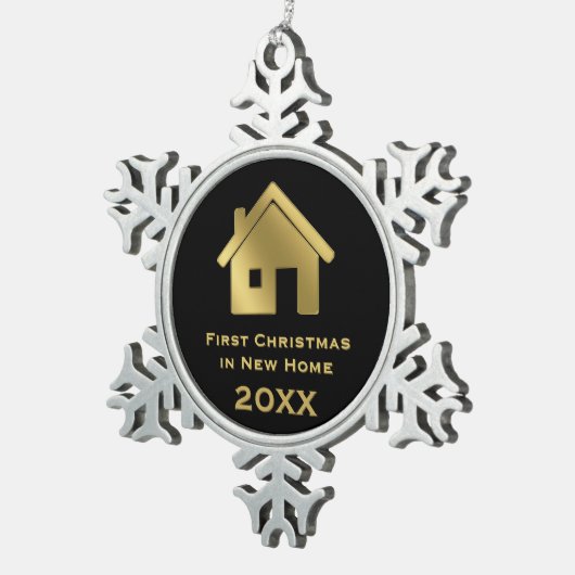 新しい家20XXの金初めてのクリスマス スノーフレークピューターオーナメント (右)