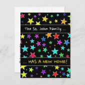 "新しい家!";おもしろい、星のパタカラフルーン 案内ポストカード (正面/裏面)