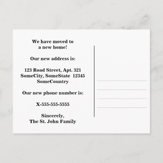 "新しい家!";おもしろい、星のパタカラフルーン 案内ポストカード (裏面)