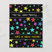 "新しい家!";おもしろい、星のパタカラフルーン 案内ポストカード (正面)