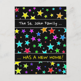 "新しい家！";おもしろい、星のパタカラフルーン 案内ポストカード
