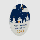 新しい家|の家族写真のかわいい初めてのクリスマス オーナメント (正面)