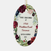 新しい家|の新しい住所の花の初めてのクリスマス セラミックオーナメント (右)