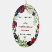 新しい家|の新しい住所の花の初めてのクリスマス セラミックオーナメント (左)