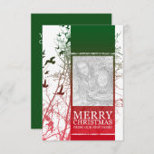 新しい家（シルエット）からの聖降誕祭お目出とう 招待状 (正面/裏面)