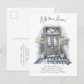 新しい家 - モダンな新住所 水彩ドア 案内ポストカード (正面/裏面)