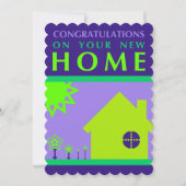 新しい家(紫の形)おめでとうございます 招待状 (正面)