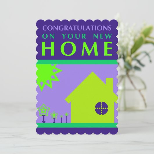 新しい家(紫の形)おめでとうございます 招待状 (スタンド正面)