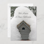 新しい巣かわいい冬のバードハウス移動はがき 案内ポストカード (正面/裏面)