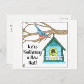 新しい巣の青い鳥の家の新しい住所郵便はがき 案内ポストカード (正面/裏面)