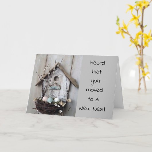 「新しい巣」があなたと新しい家にとってとても幸せ カード (黄色い花)