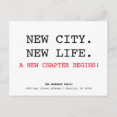 新しい市区町村の住所シンプルミニマリスト移動 案内ポストカード (正面)