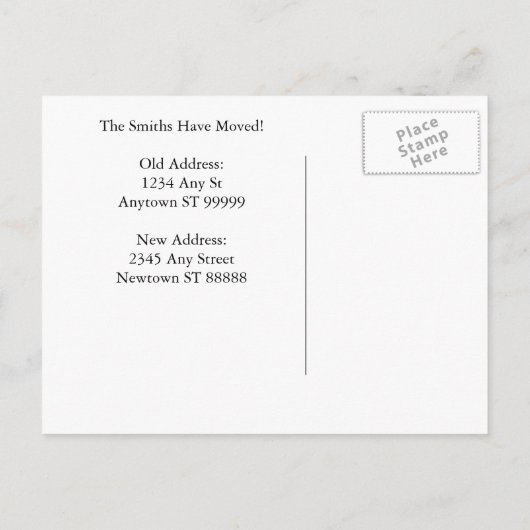 新しい市区町村の住所 – 住所カードの変更 案内ポストカード (裏面)