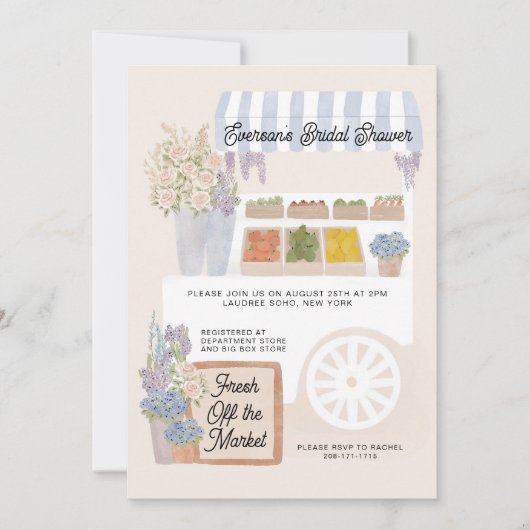 新しい市場からカートのブライダルシャワーの招待状 招待状 (正面)