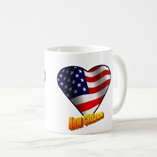 新しい市民の星条旗のハート コーヒーマグカップ (正面右)