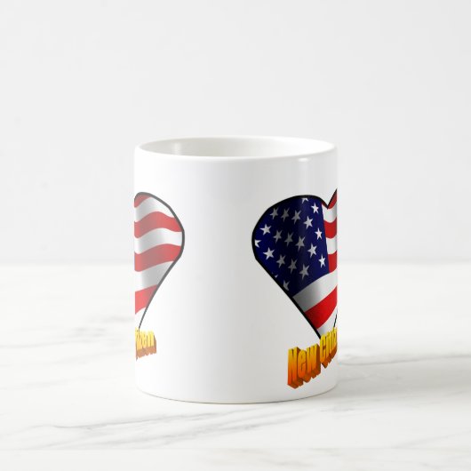 新しい市民の星条旗のハート コーヒーマグカップ (中央)