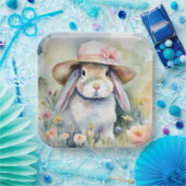 新しい帽子と水の色のバニー ペーパープレート (パーティー)