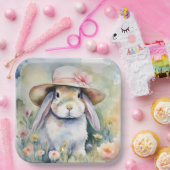 新しい帽子と水の色のバニー ペーパープレート (パーティー)