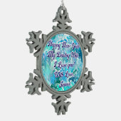 新しい年おめでとう 妻 ターコイズブルー 抽象 スノーフレークピューターオーナメント (左)