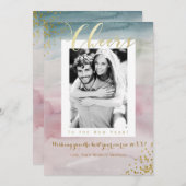 新しい年におめでとう　輝く水彩写真 シーズンカード (正面/裏面)