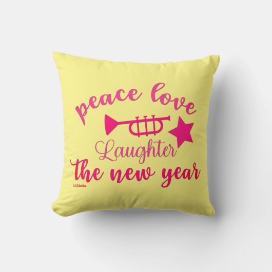 新しい年に平和と愛と笑顔を クッション (正面)