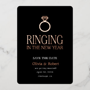 新しい年のはじまりに Save the Date をお届け フォト付き 箔シーズンカード