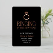 新しい年のはじまりに Save the Date をお届け フォト付き 箔シーズンカード (立ち正面)