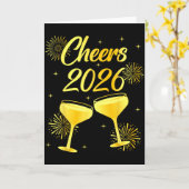 新しい年の乾杯 シャンパン 新年快乐 20 カード (黄色い花)