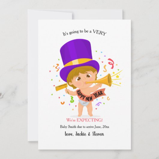 新しい年の幕開けと共に、妊娠のおめでたいニュースです シーズンカード (正面)
