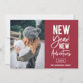 新しい年の新しい冒険 フォト ホリデー カード (正面)