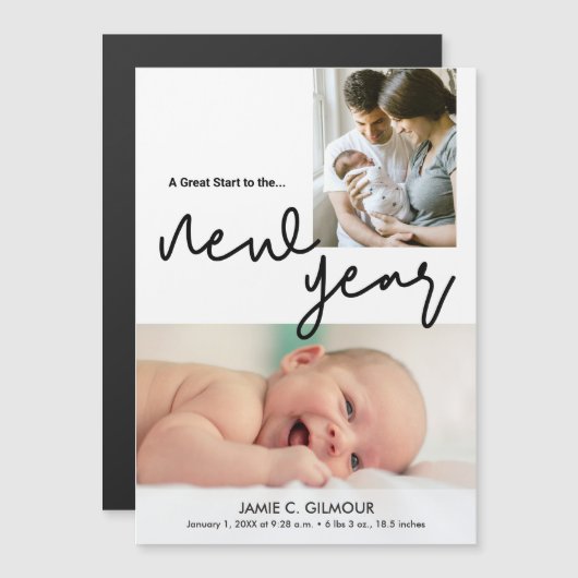 新しい年の最高のスタート 現代の素敵なベイビーフォト (正面/裏面)