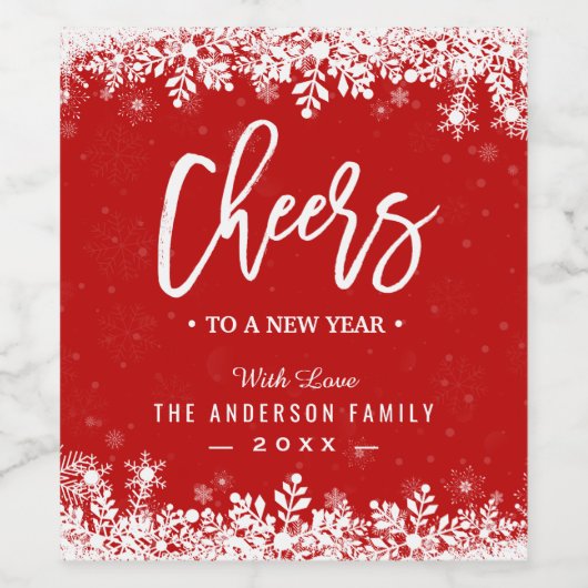 新しい年の雪の結晶 DIY カラーおめでとう ワインラベル (シングルラベル)