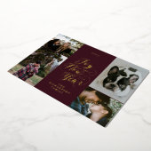 新しい年への喜び | 4枚の写真のエレガントなスクリプト 箔シーズンカード (回転した状態)