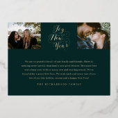 新しい年への喜び | 4枚の写真のエレガントなスクリプト 箔シーズンカード (裏面)