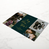 新しい年への喜び | 4枚の写真 エレガント スクリプト 箔シーズンカード (回転した状態)