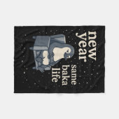 新しい年もバカライフ ペンギンジョーク ゲーミングビデオ フリースブランケット (正面(横))