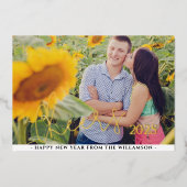 新しい年を祝って | 横向きの写真 箔シーズンカード (正面)