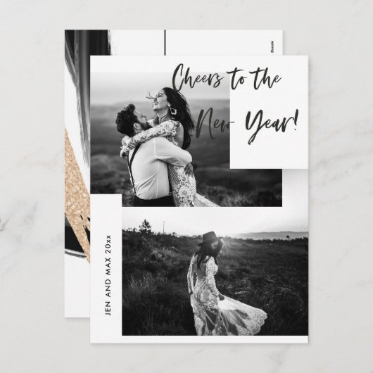 新しい年を祝って　２枚の写真 シーズンポストカード (正面/裏面)