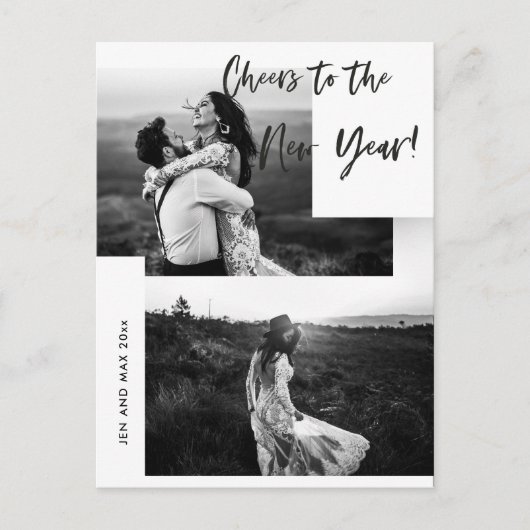 新しい年を祝って 2枚の写真 シーズンポストカード (正面)