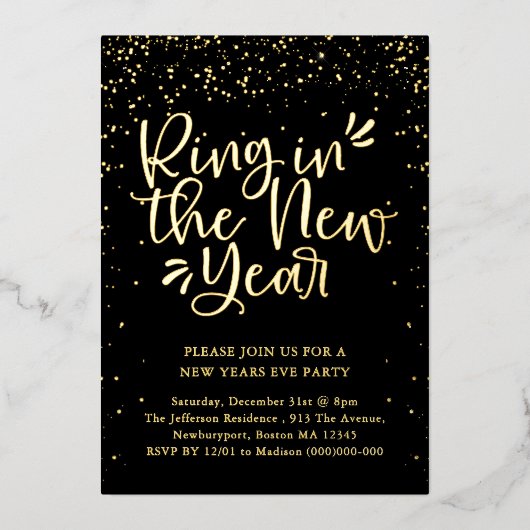 新しい年を黒と金で飾ろう 箔シーズンカード (正面)