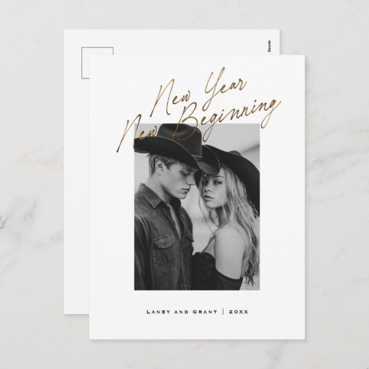 新しい年新しいスタートのホリデーエンゲージメントデザイン シーズンポストカード (正面/裏面)