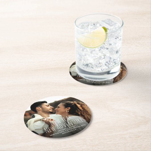 新しい年新しい冒険 日程を確保して 写真 ラウンドペーパーコースター (インサイチュ)