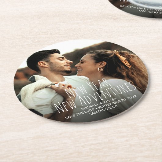 新しい年新しい冒険 日程を確保して 写真 ラウンドペーパーコースター (アングル)