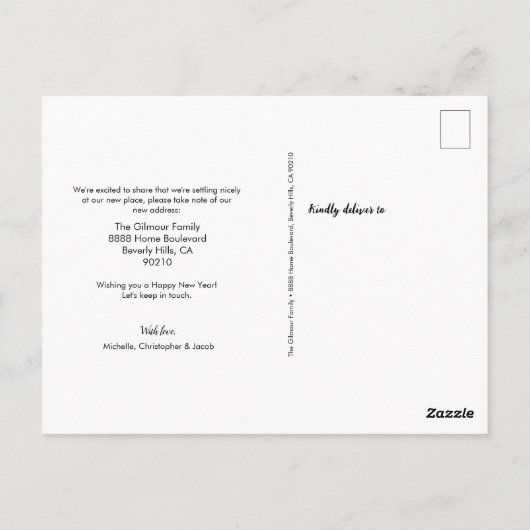 新しい年新しい家家族の習慣写真と家 ポストカード (裏面)