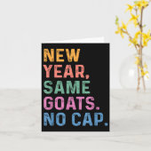 新しい年、同じヤギ いいえ、キャップ 面白い 学校に戻る ボーイズ カード (黄色い花)